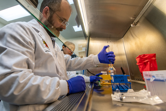 Man working with samples